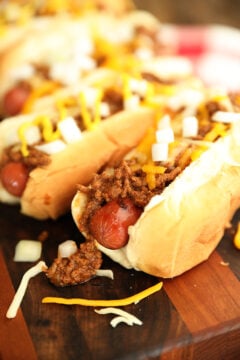 Hot Dog Chili Sauce on hot dogs