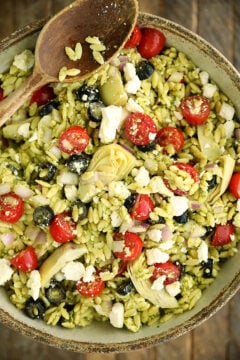 Pesto Pasta Salad in a bowl