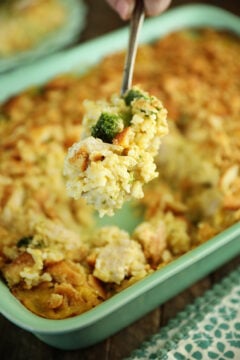Spoonful of Broccoli Cheese Chicken Casserole.