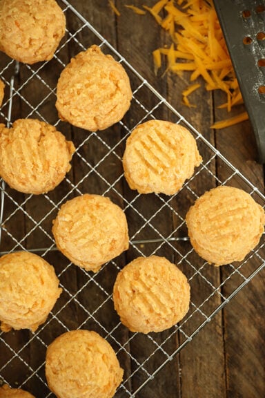 Easy Cheese Straw Cookies on a cooling rack