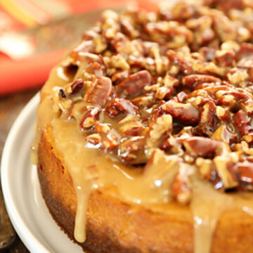 Whole Easy Pumpkin Cheesecake with Pecan Pie Topping
