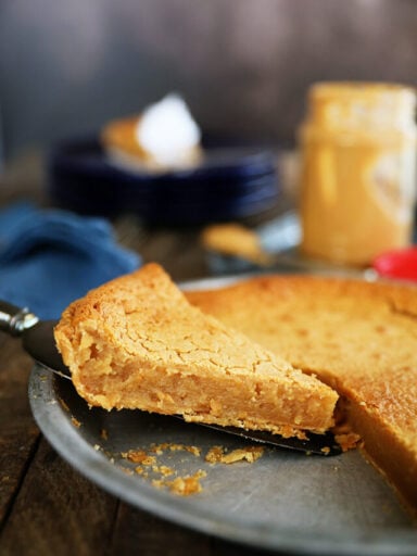 Taking a slice of Peanut Butter Chess Pie