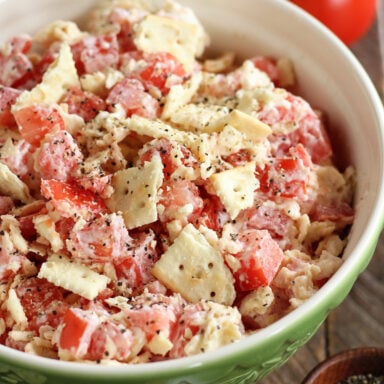 Tomato Cracker Salad in a Bowl.
