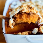 Sccop of Ultimate Sweet Potato Casserole.
