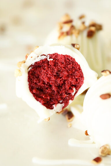 Inside view of Red Velvet Cake Truffle.
