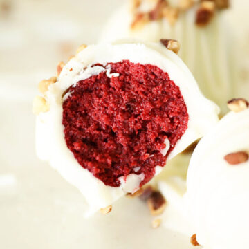 Inside view of Red Velvet Cake Truffle.