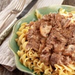 Easy Hamburger Stroganoff on noodles.