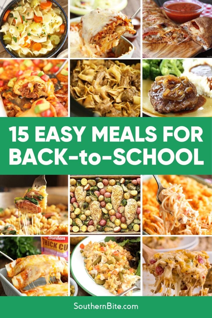 15 Easy Back-to-School Meals Image for Pinterest.