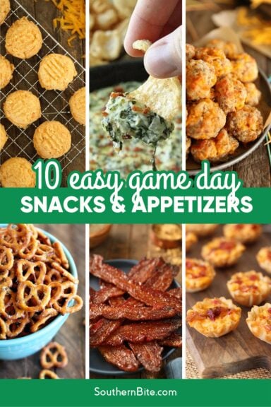 10 Easy Game Day Snacks & Appetizers Image for Pinterest.