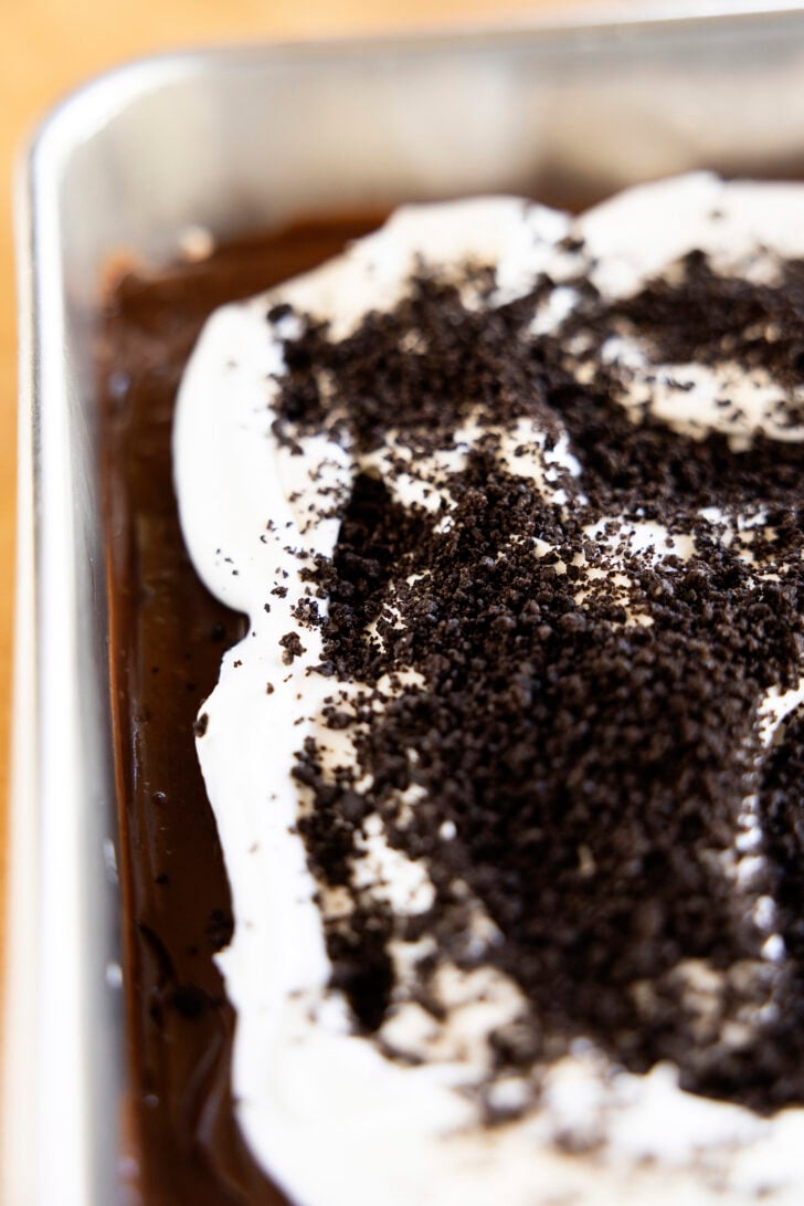 Oreo Delight in a pan.