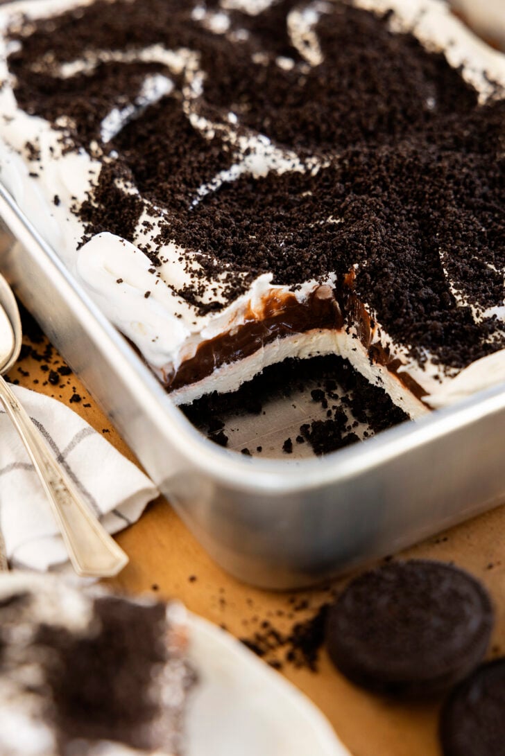 Oreo Delight with a piece missing.