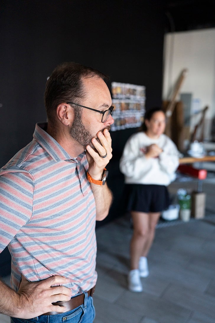 Stacey viewing images.