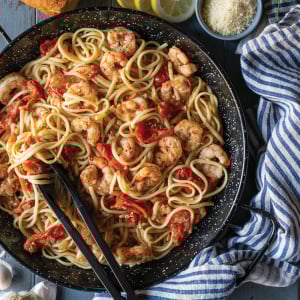 Shrimp Scampi Pasta in Skillet