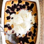 Blackberry Cobbler with vanilla ice cream.