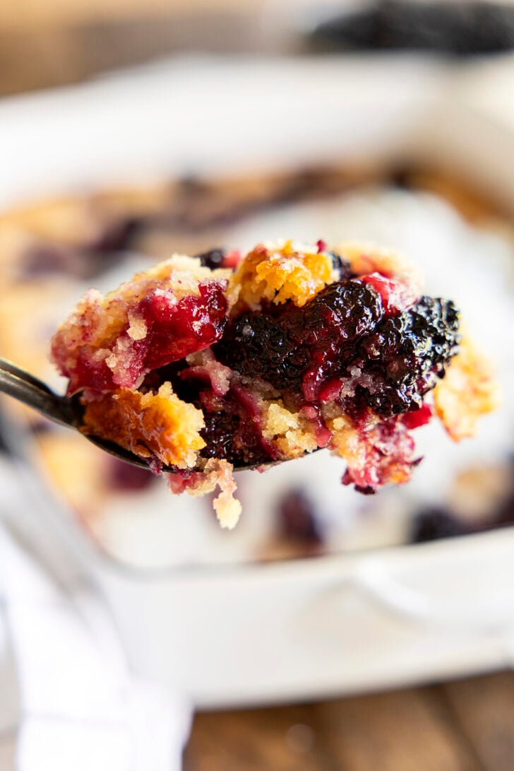 Scoop of blackberry cobbler.
