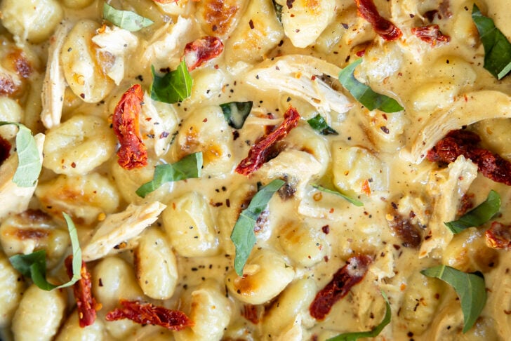 Close-up of Marry Me Chicken Gnocchi.