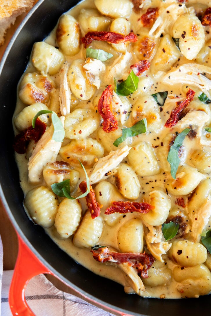 Close-up of Marry Me Chicken Gnocchi.