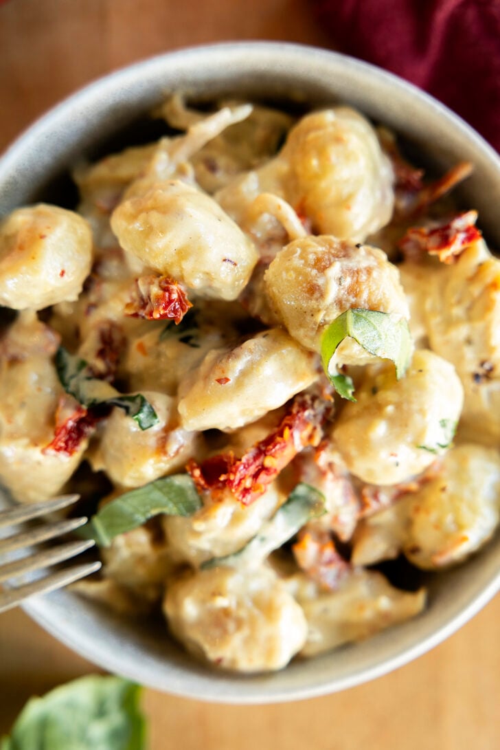 Close-up of Marry Me Chicken Gnocchi.